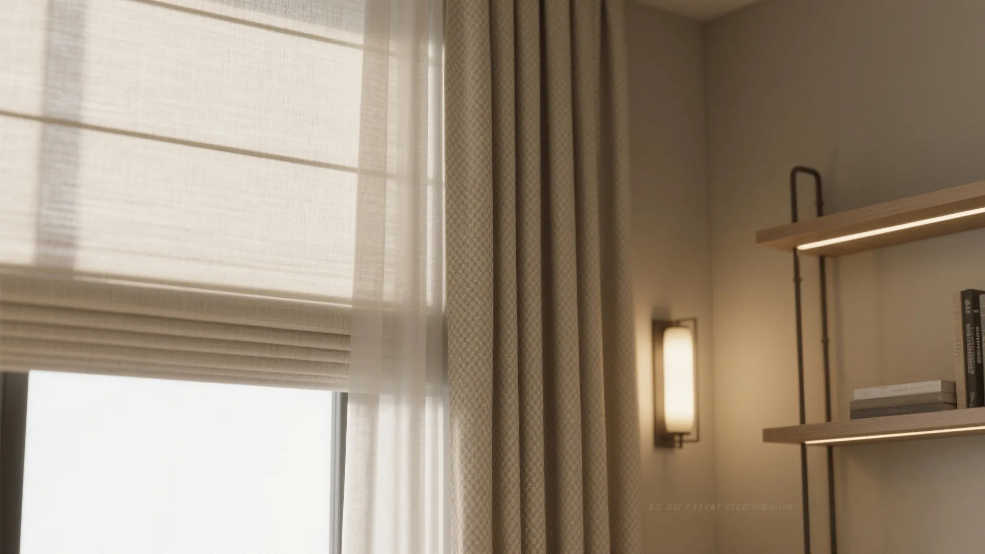 3. Layered window treatments and smart shelving