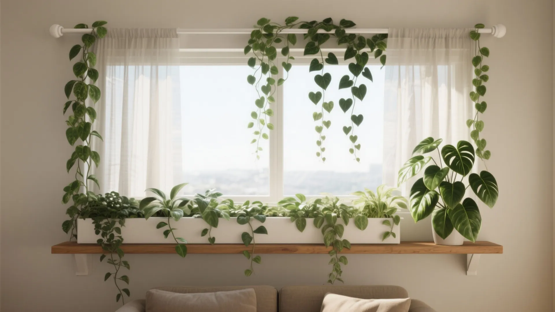 Trailing Vines at the Window (Shelves or Rods)