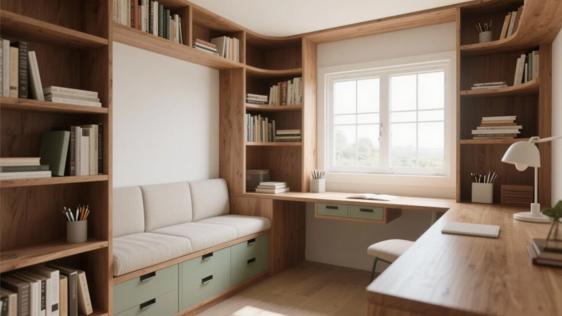 Corner and Window-Wrap Library Nooks