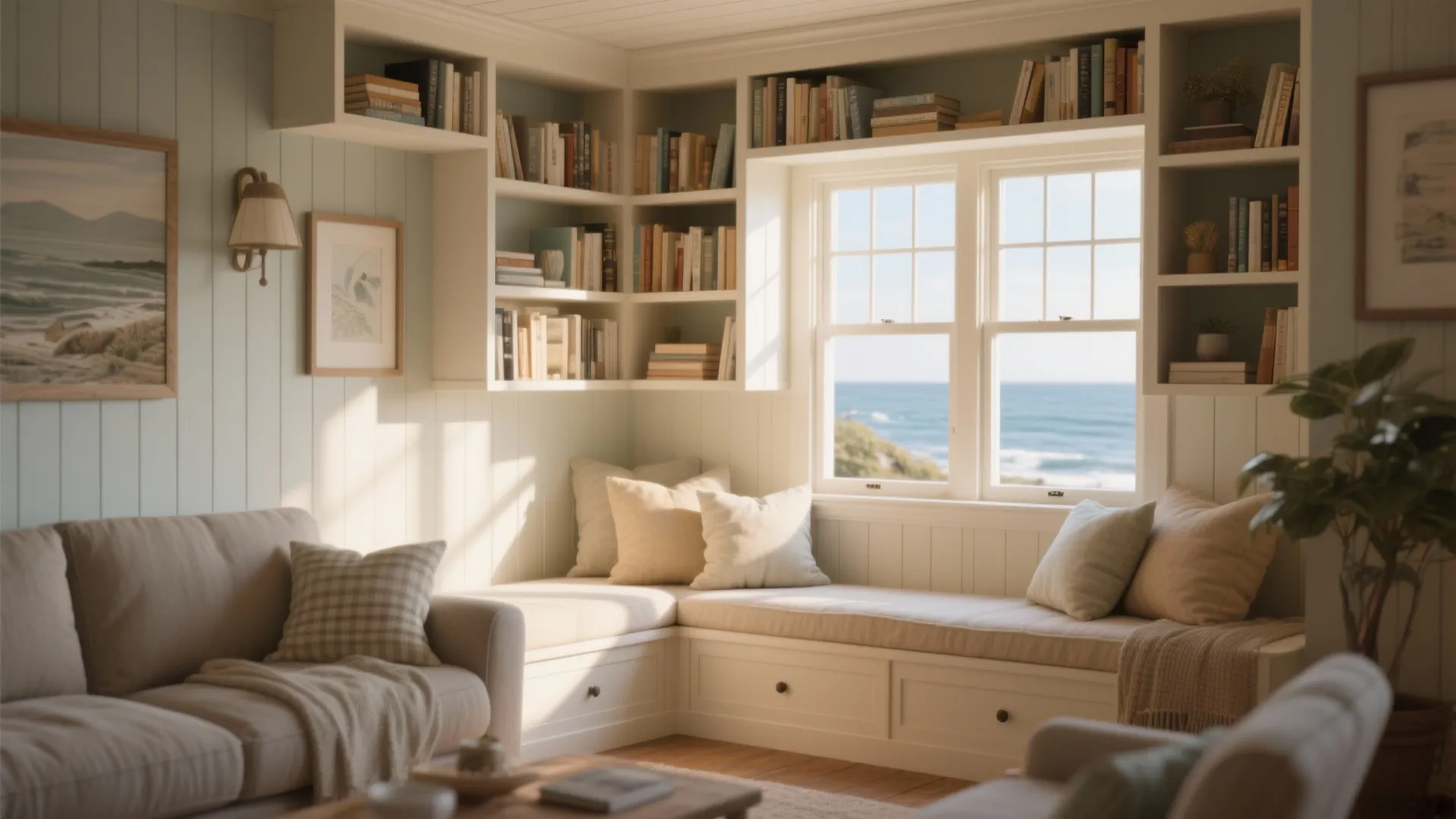 10. Window Seat with Bookshelves Beneath
