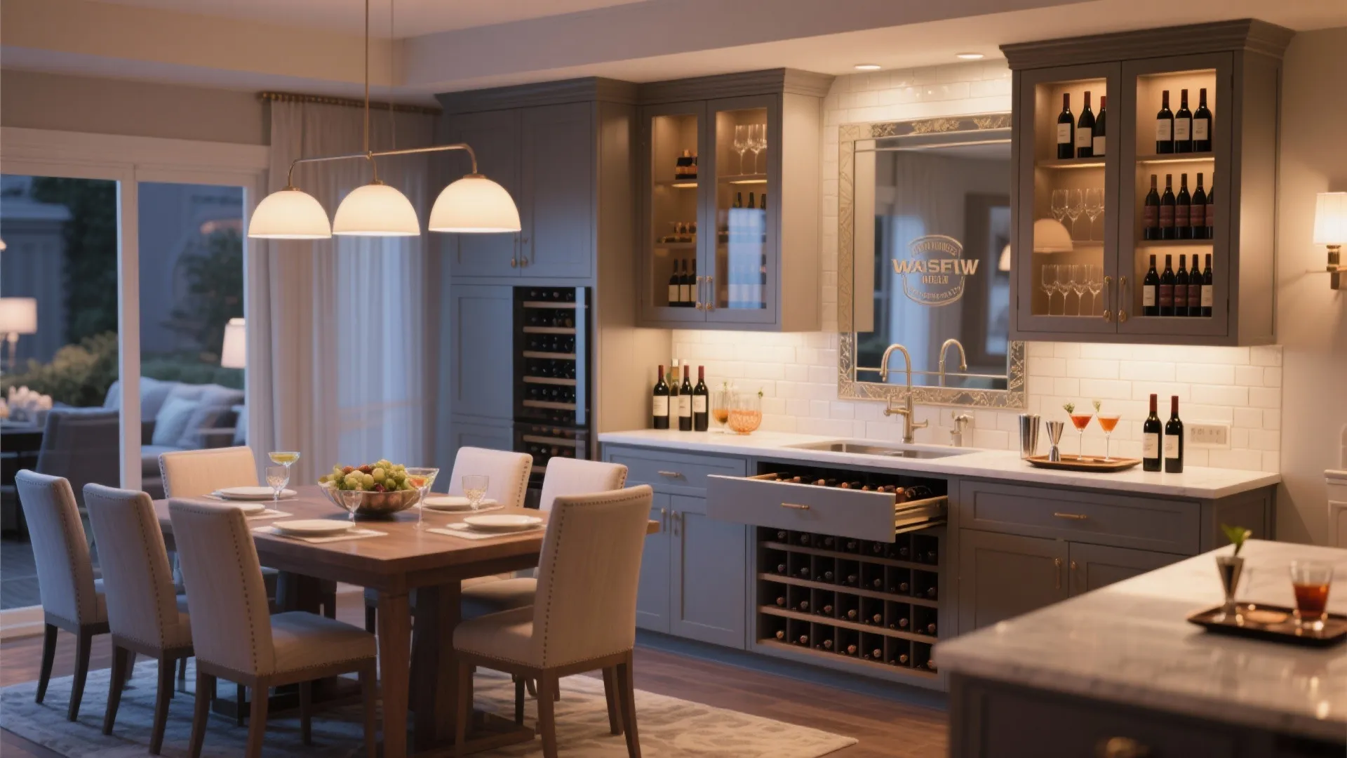 Home wine and bar cabinet with elegant design