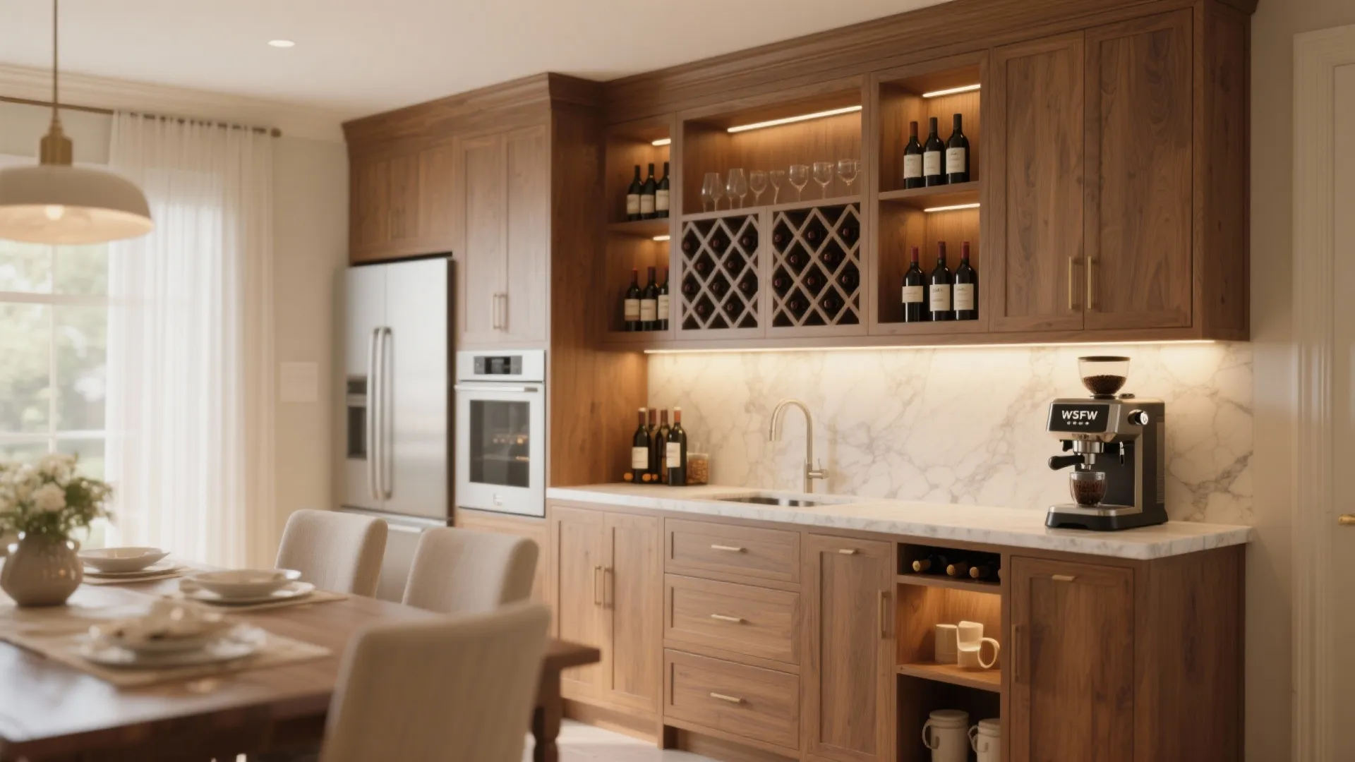 5. Built-in Wine & Coffee Bar Combo