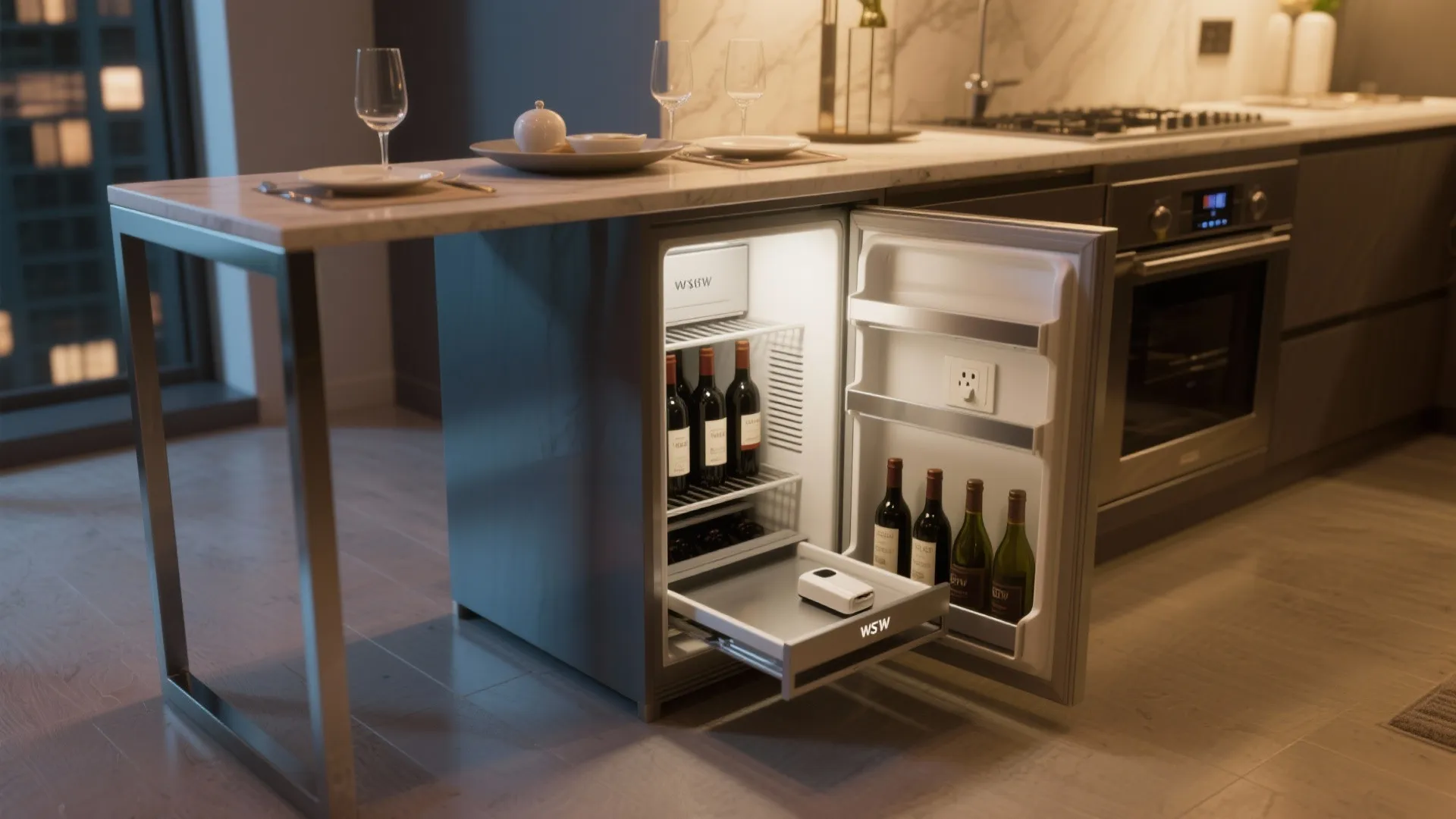 3. Integrate Appliances or Wine Storage