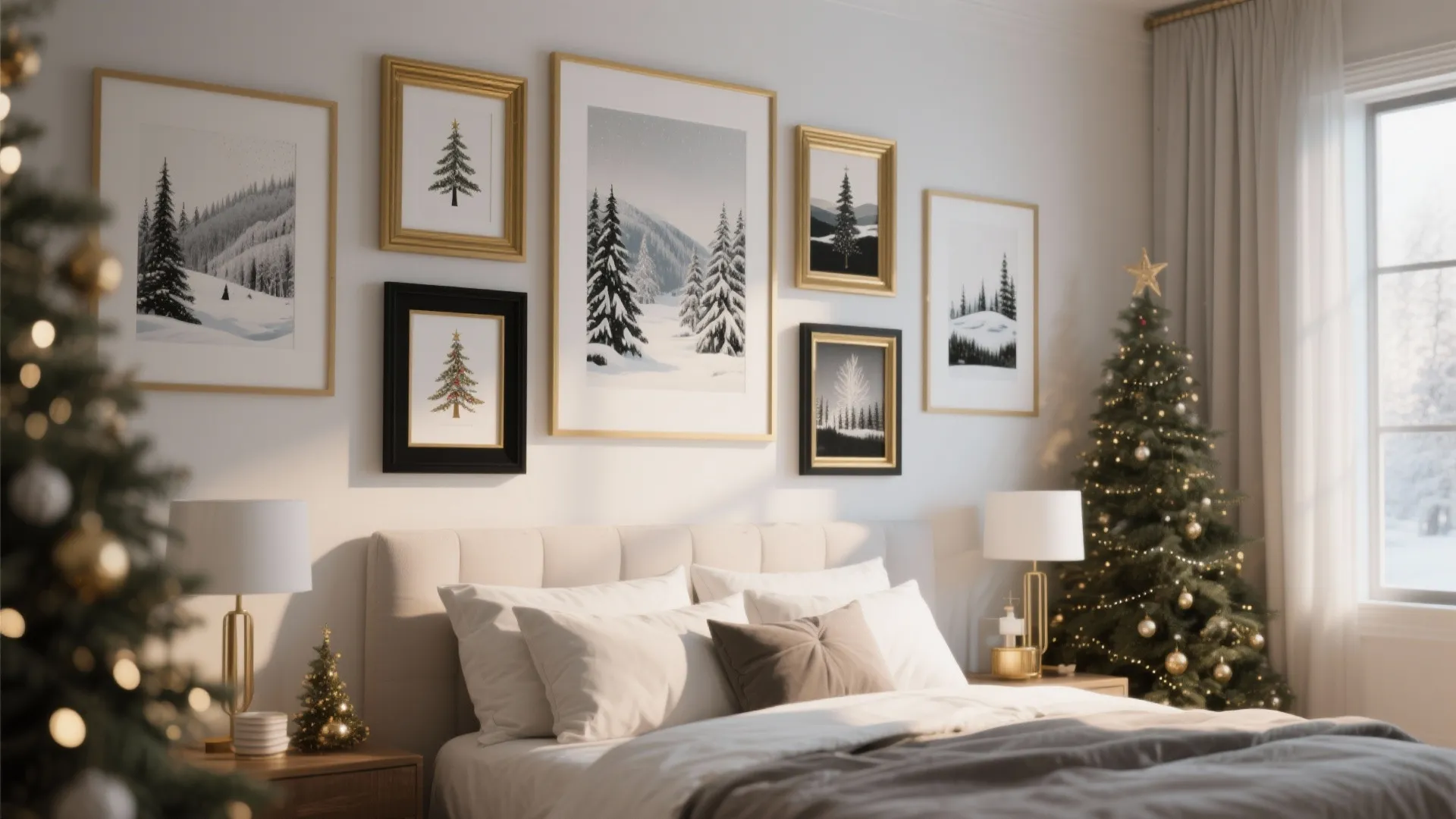 5. Accent Wall with Winter-Inspired Artwork
