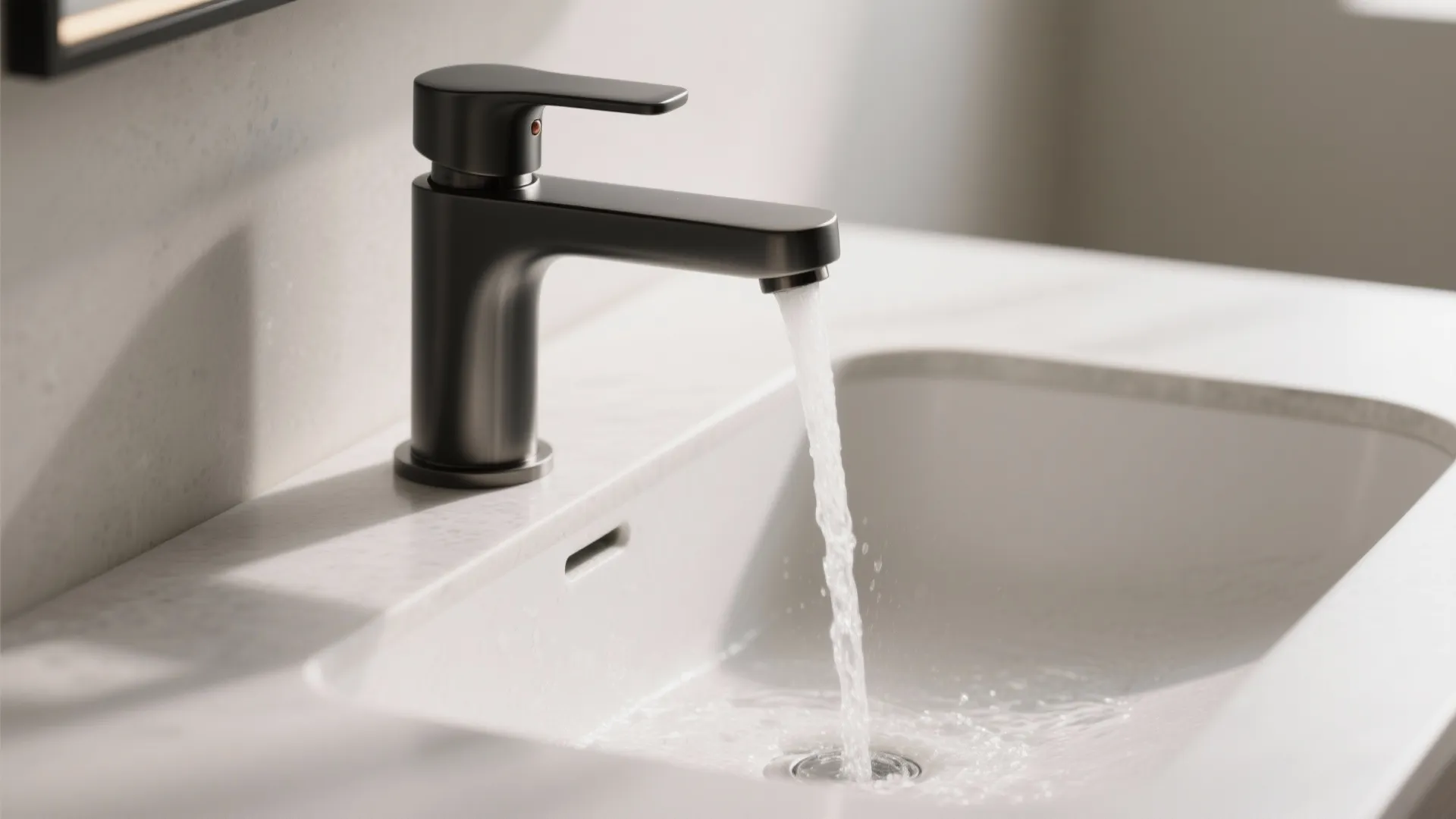 Wall-Mounted Faucet with Integrated Solid-Surface Basin