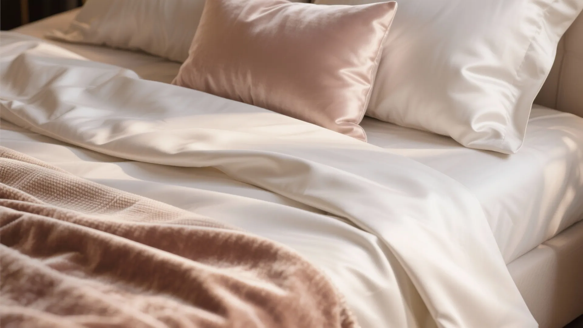 Luxe bedding layers: velvet, silk, and linen textures