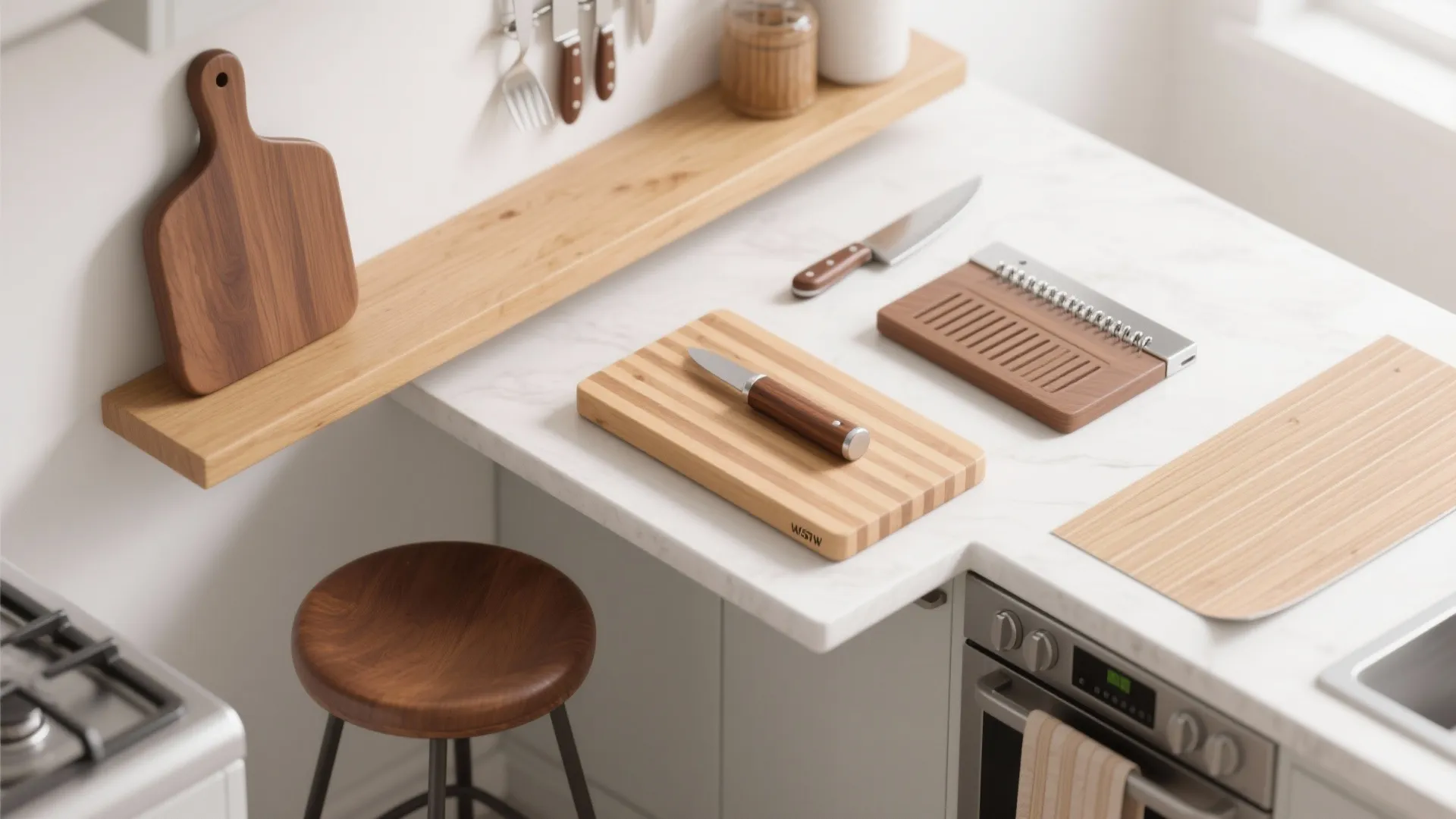 Warm wood accents without a remodel