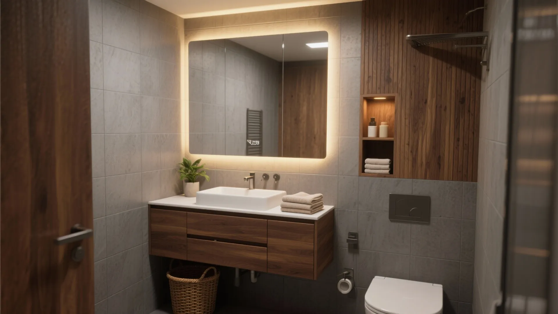 2. Warm up grey with wood accents