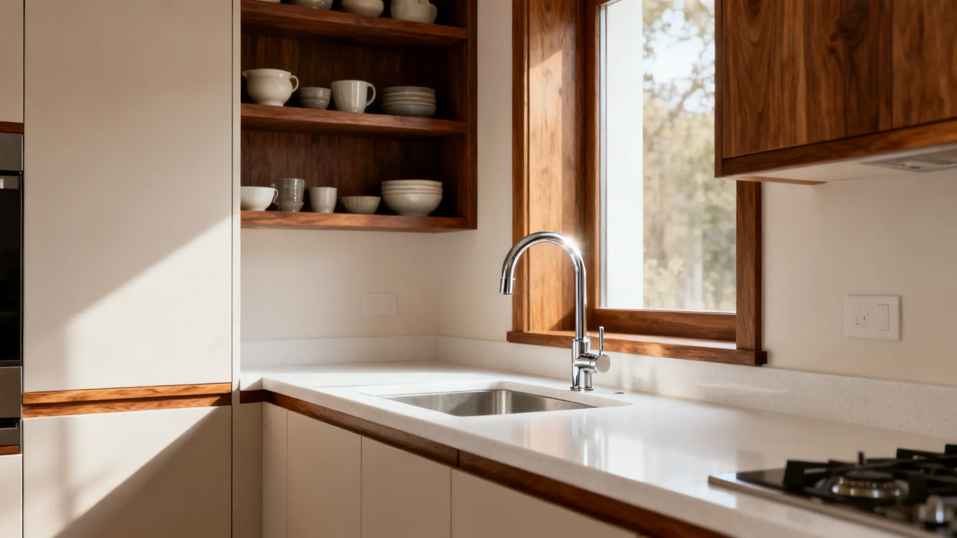 Warm Wood Accents to Balance Chrome