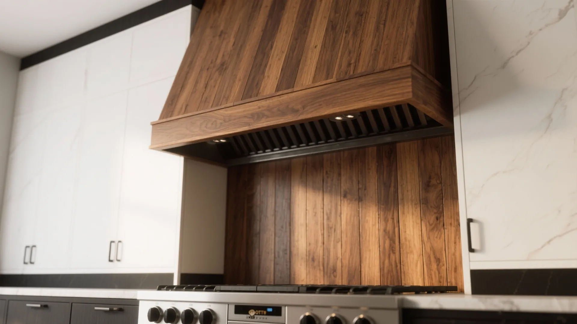 5. Accent Wood Hood or Range Wall