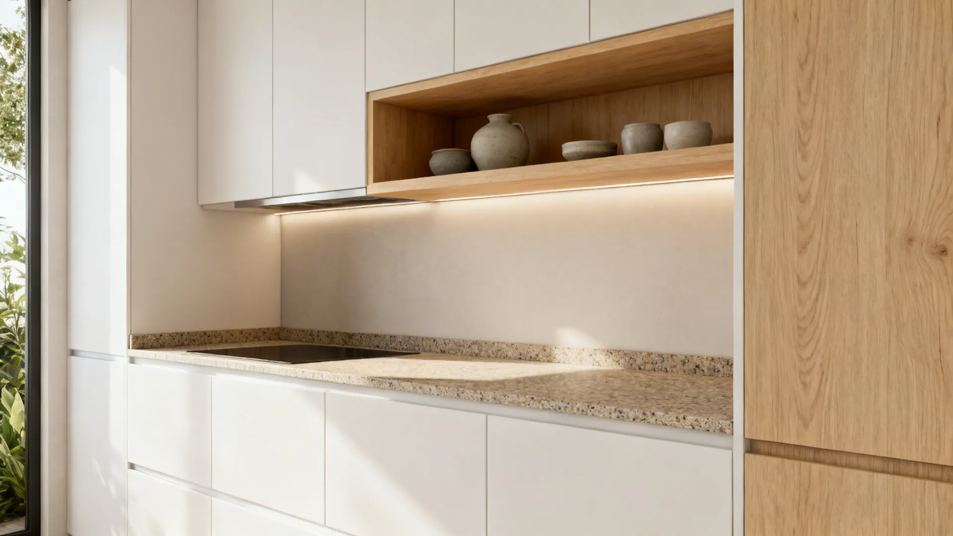 Warm wood accents to soften modern lines