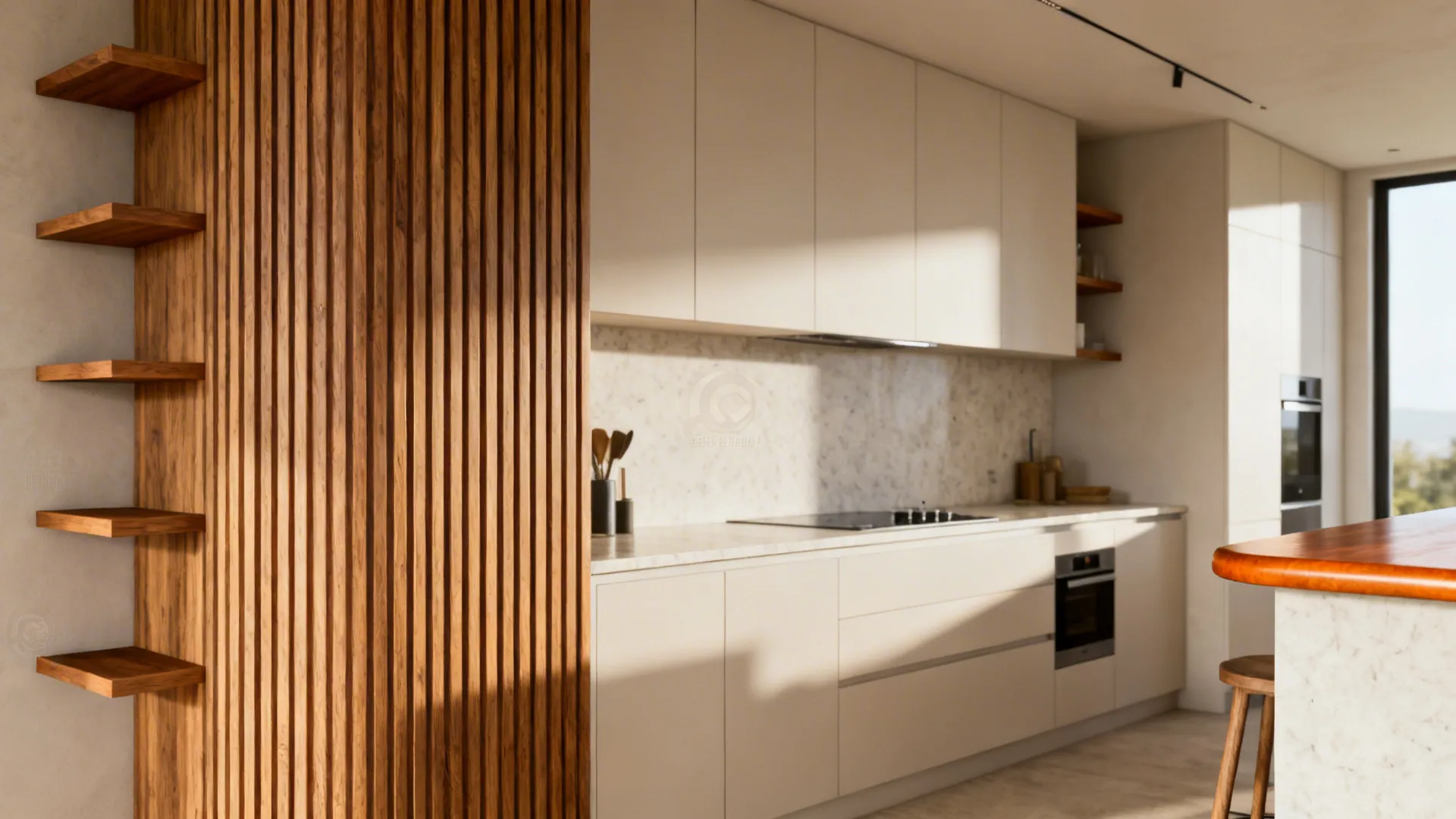 Warm wood accents to soften the structure