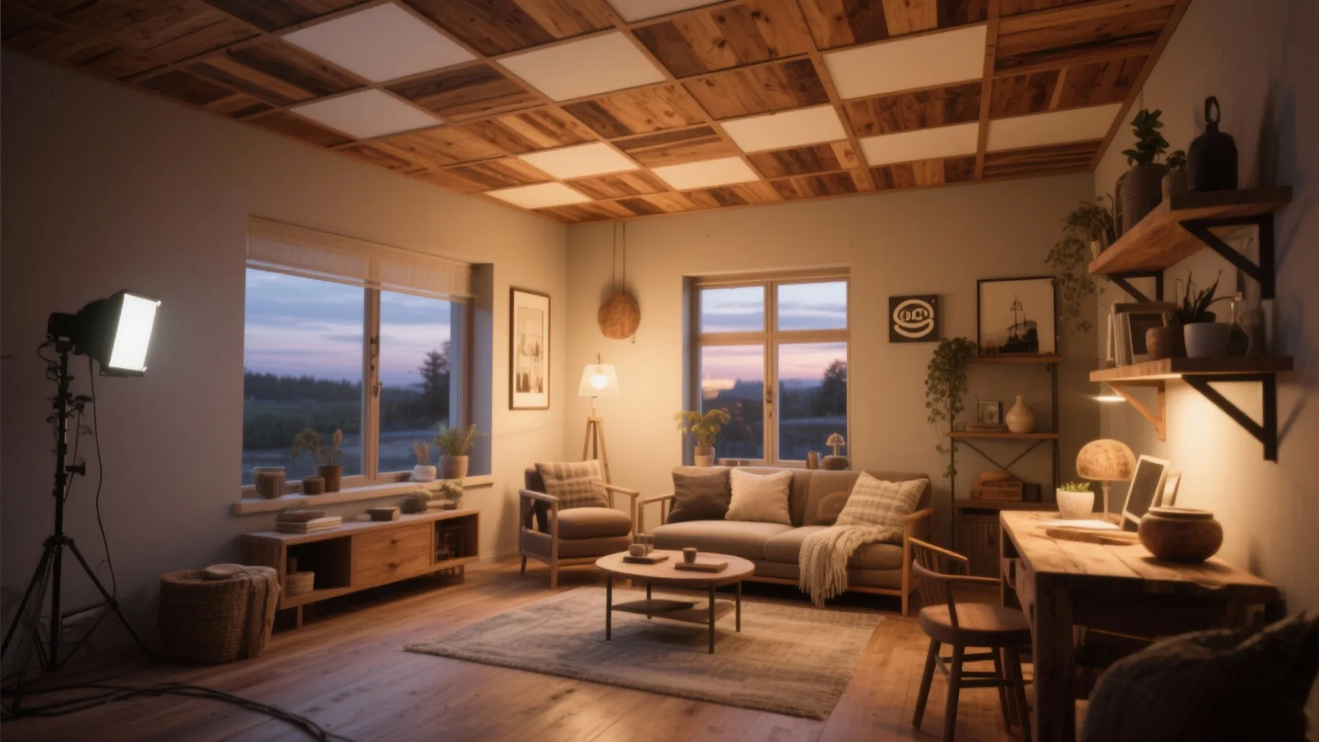 Wood-Accented POP Ceiling