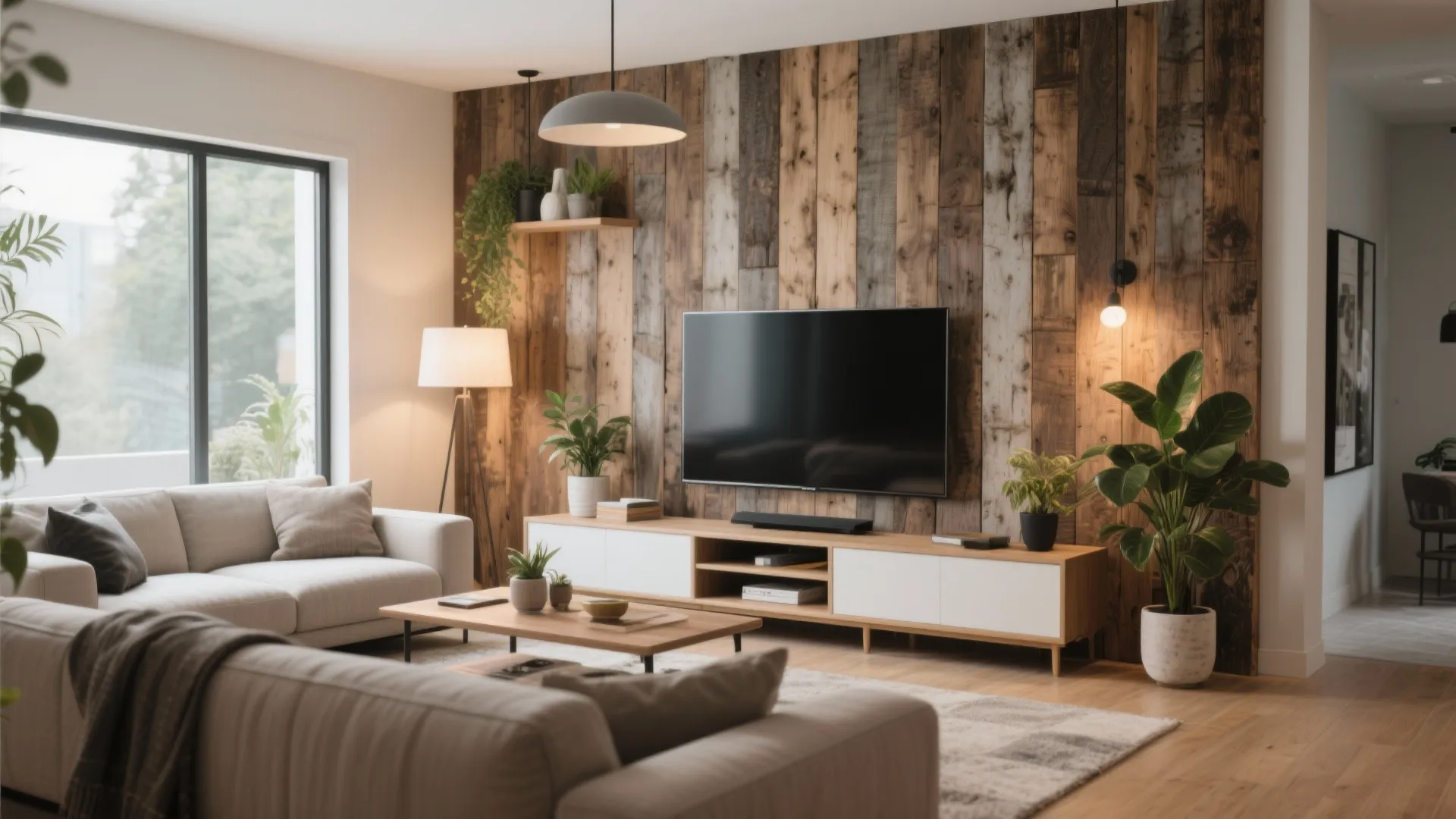 Accent wall with natural textures