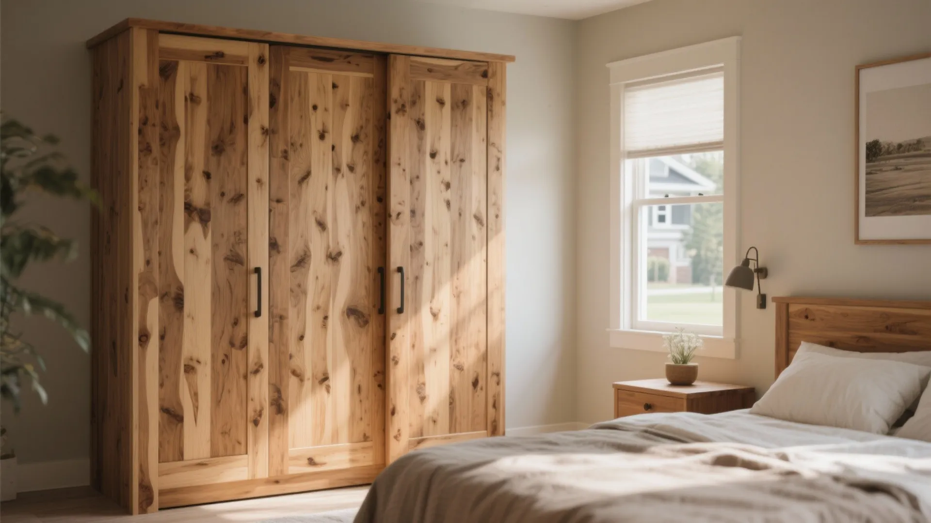 Wood accented wardrobe