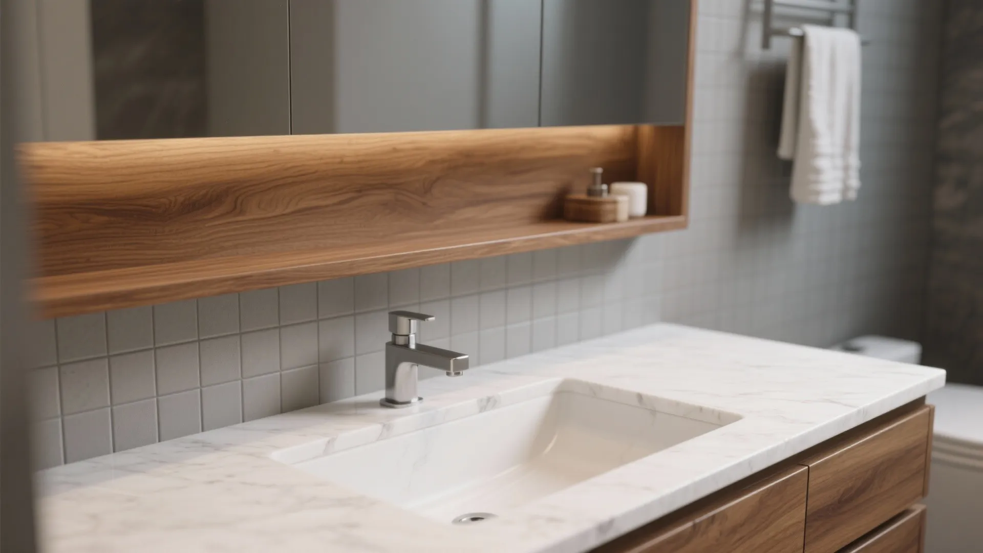 Warm Wood Accents with Grey and White