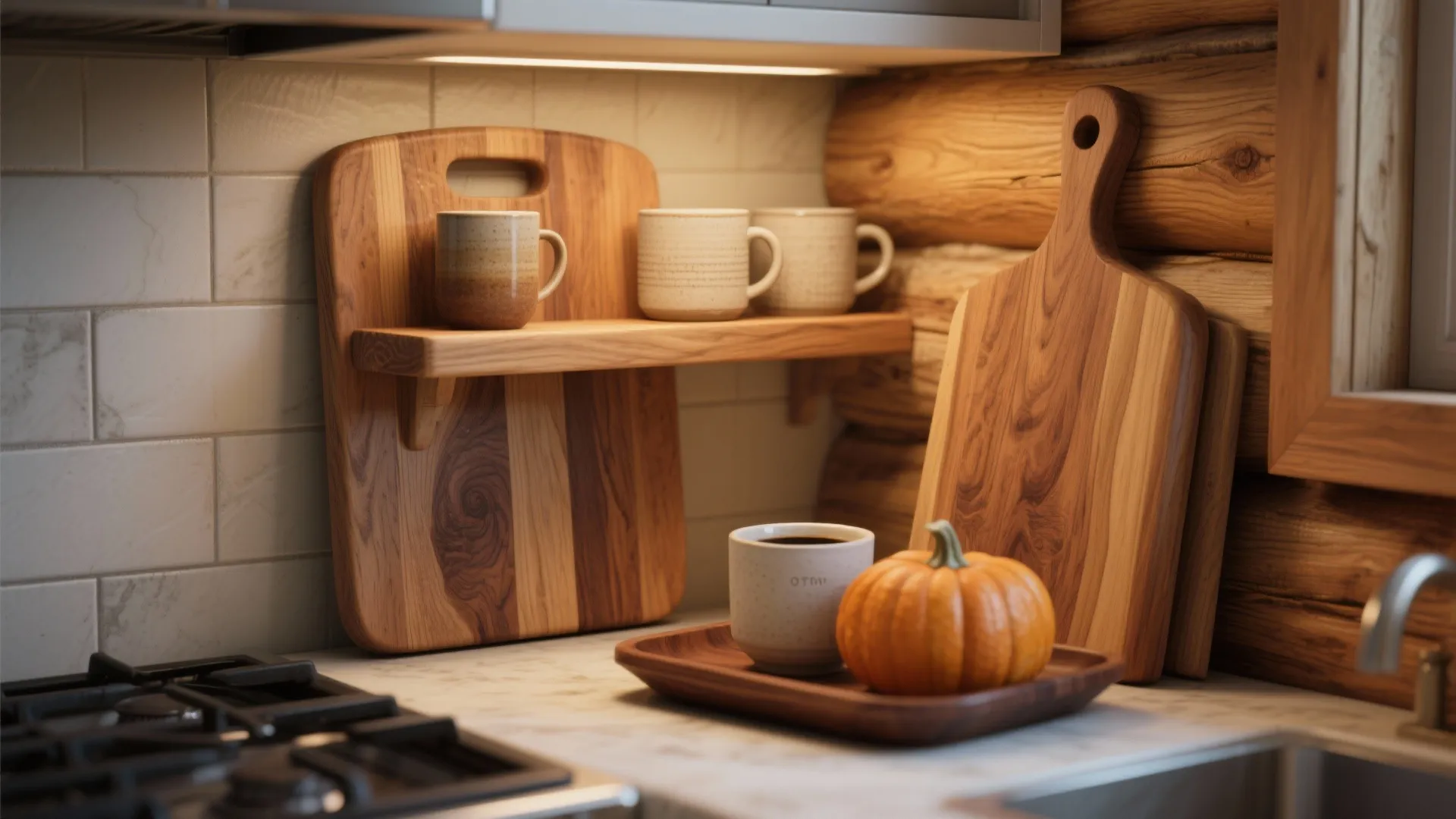Wood accents for a warm autumn mood