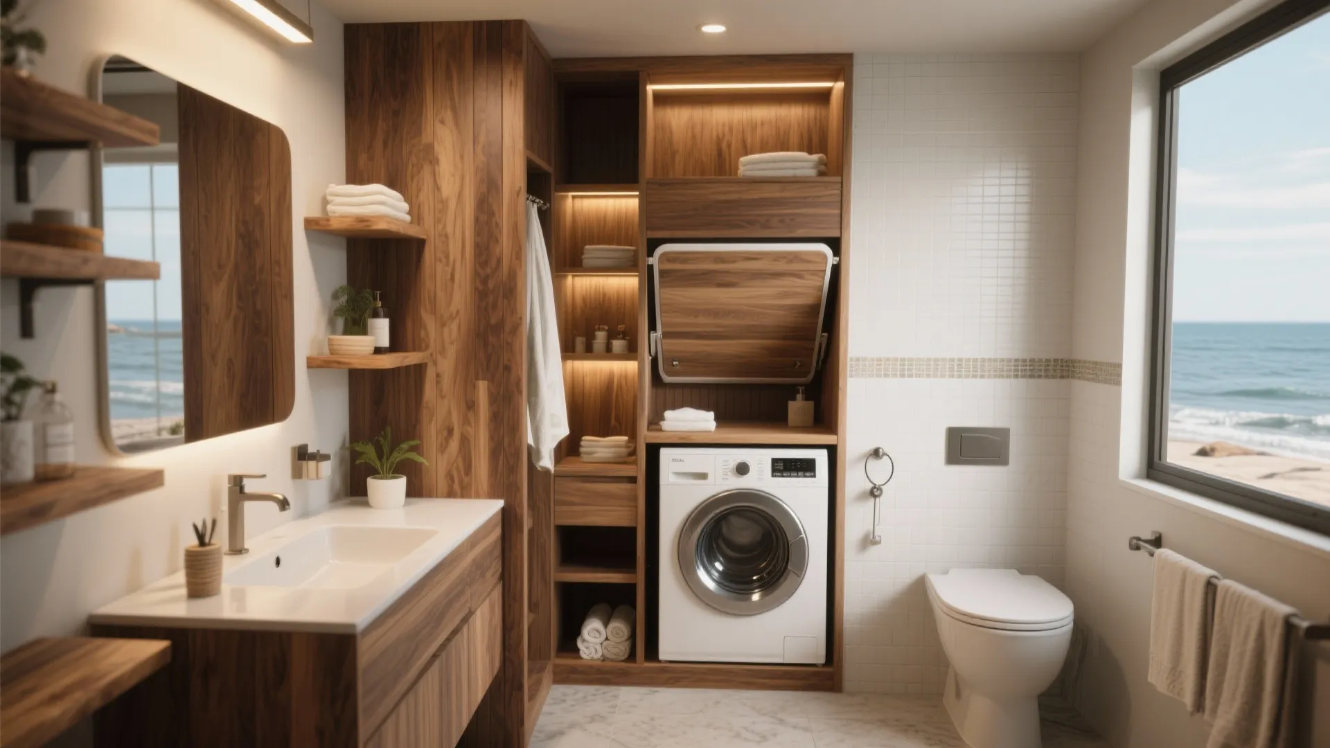 Wood Accents Bringing Warmth to Moist Spaces