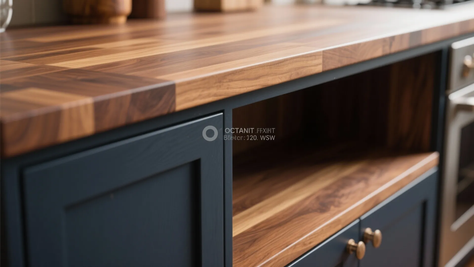 2. Mix finishes: wood accents soften dark tones