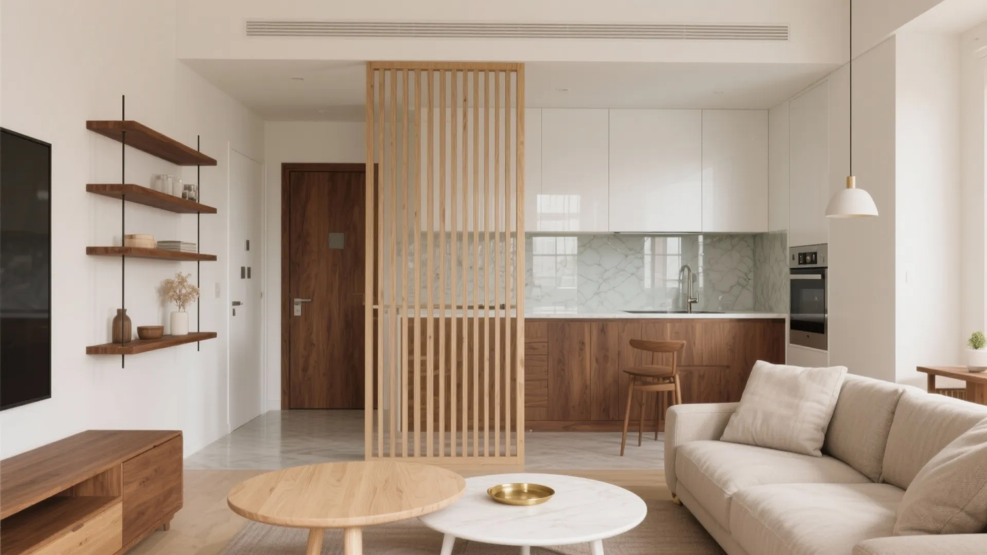 Warm Wood Accents to Anchor and Soften the Space