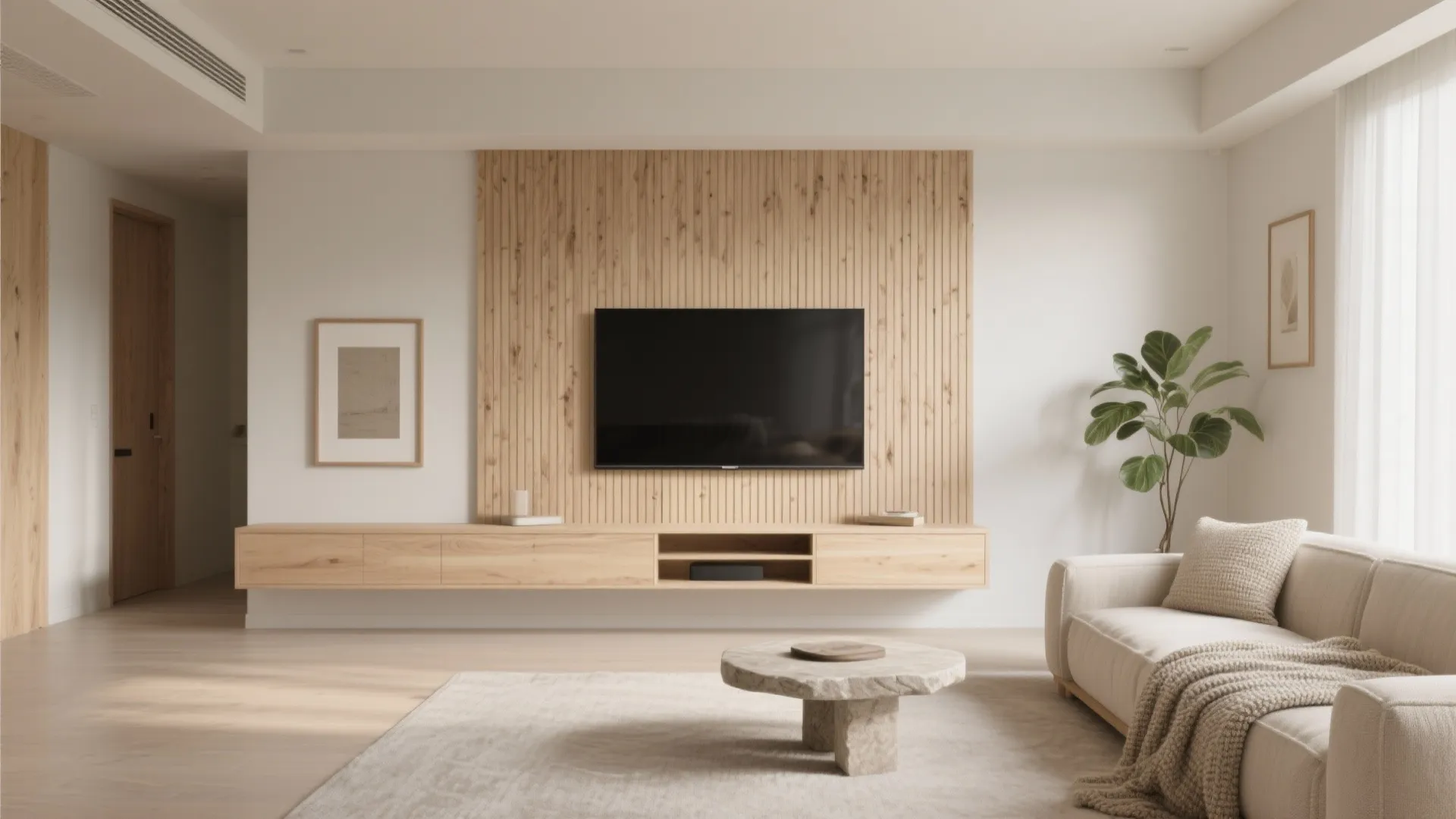 Wood accents that add warmth without visual bulk
