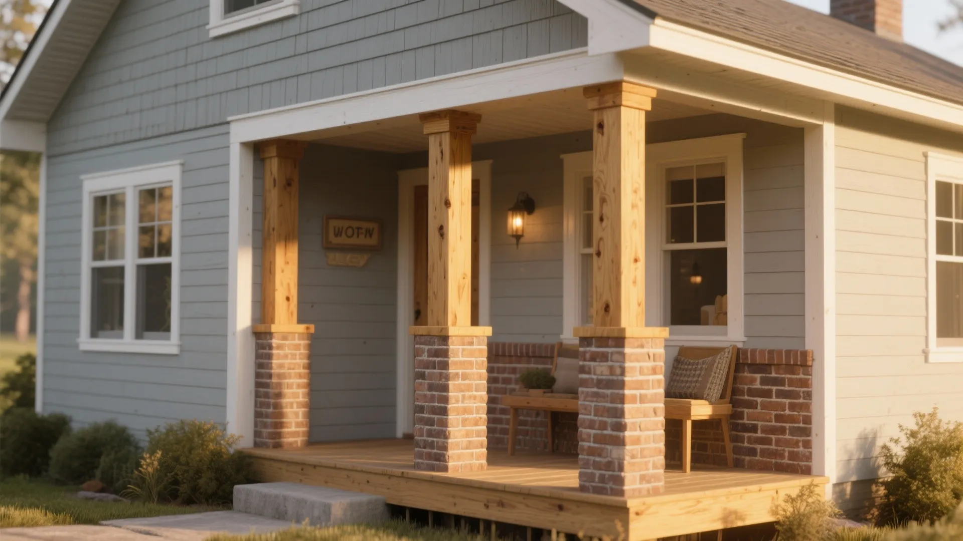 2. Add Warm Wood or Brick Accents