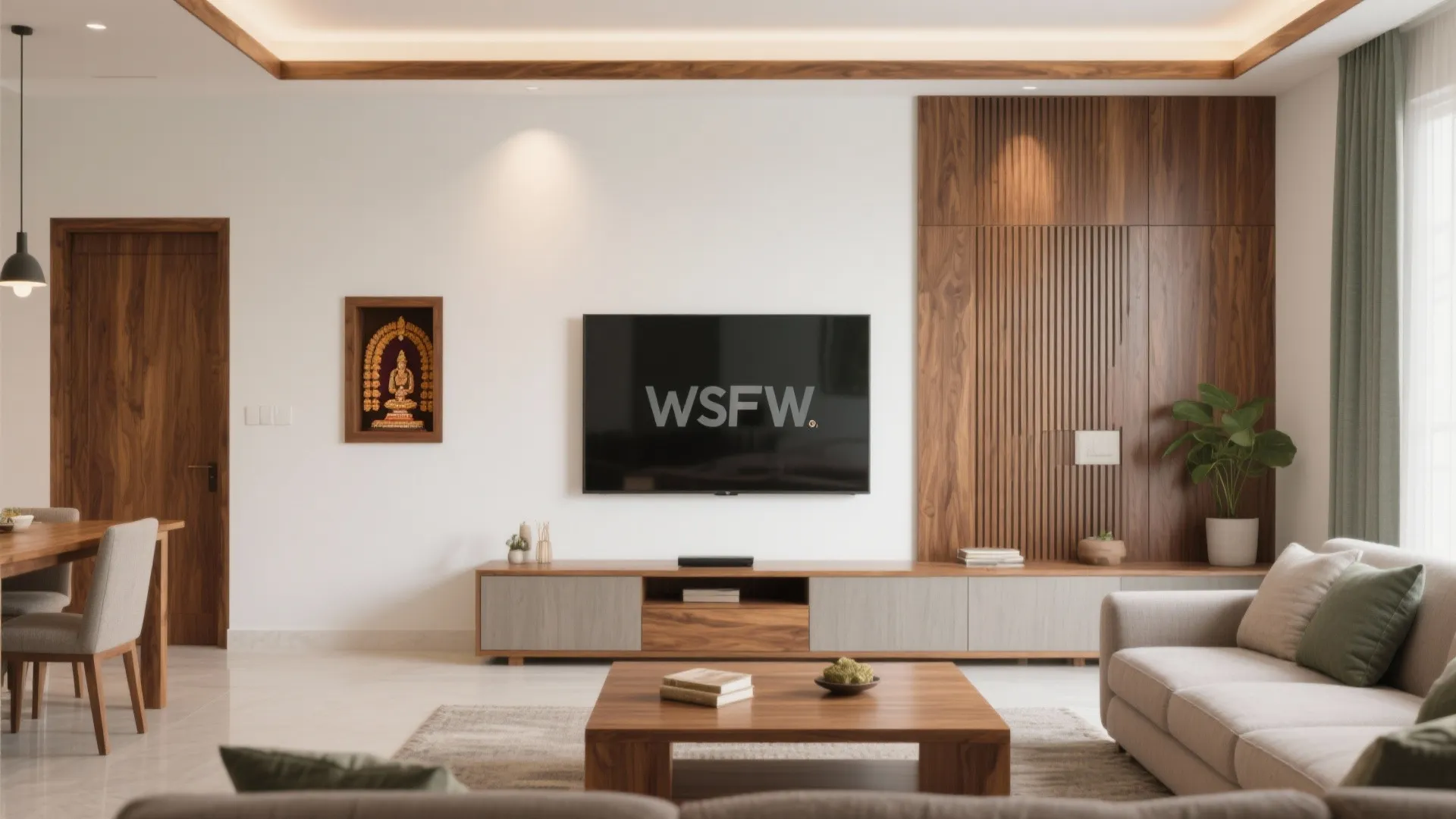 Warm wood accents with moisture-smart finishes