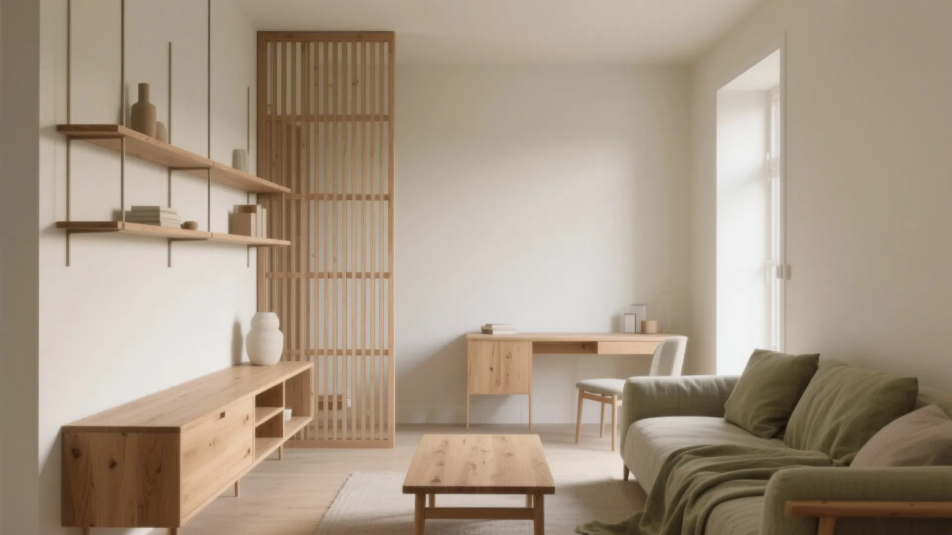 Warmth from natural wood accents