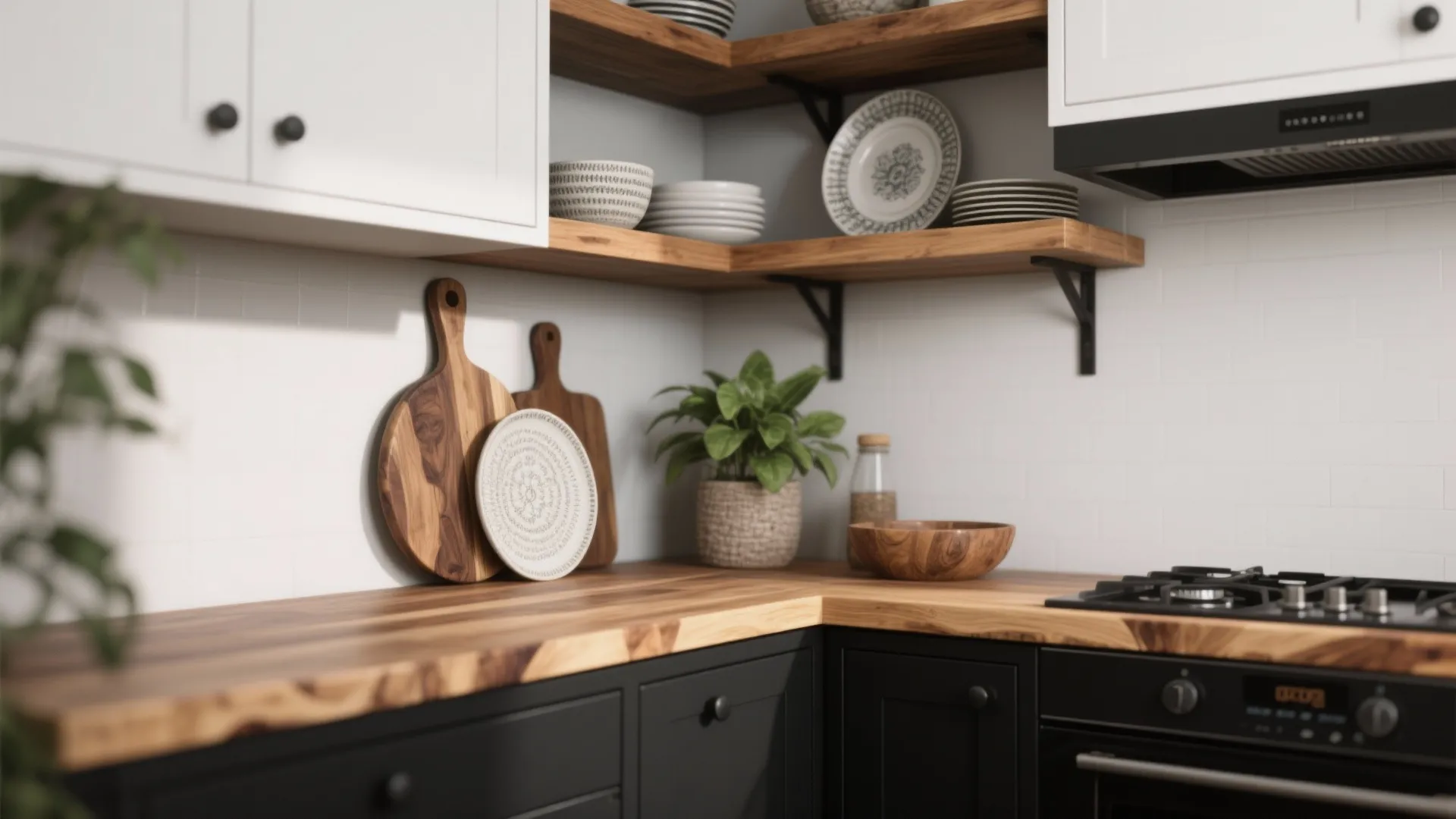 3. Mixed Materials: Wood Accents Soften the Look