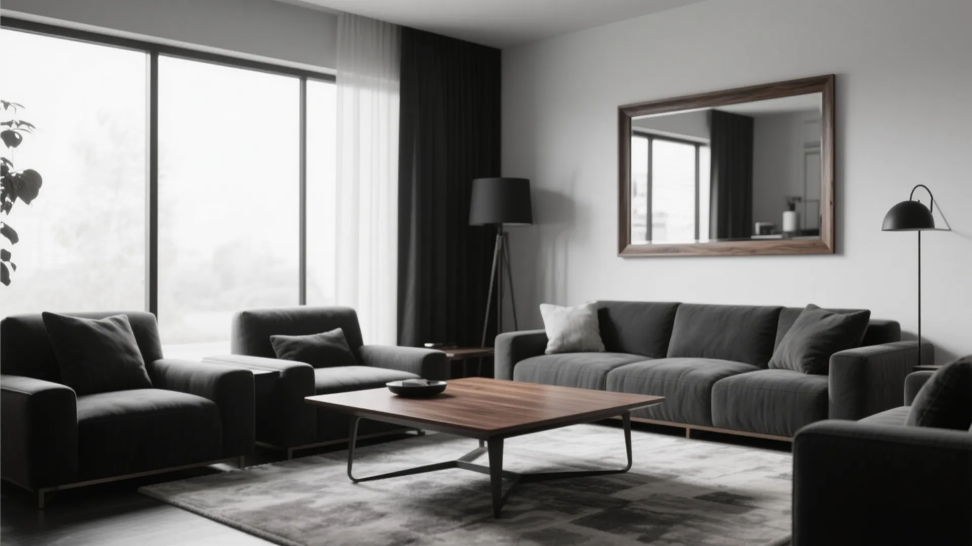 10. Wood Accents with Black & White