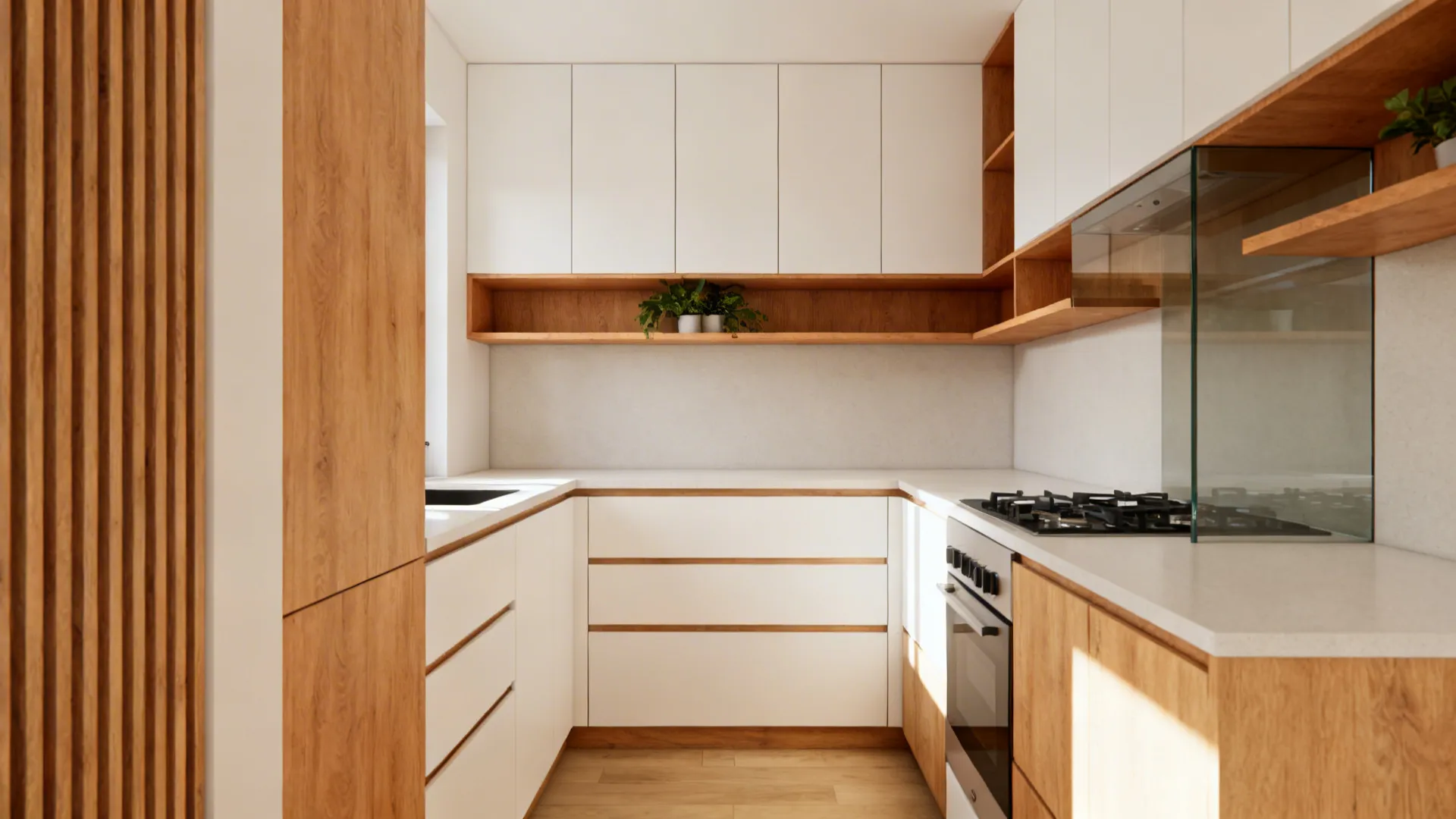 Warmth with Wood Accents (Without Darkening the Room)