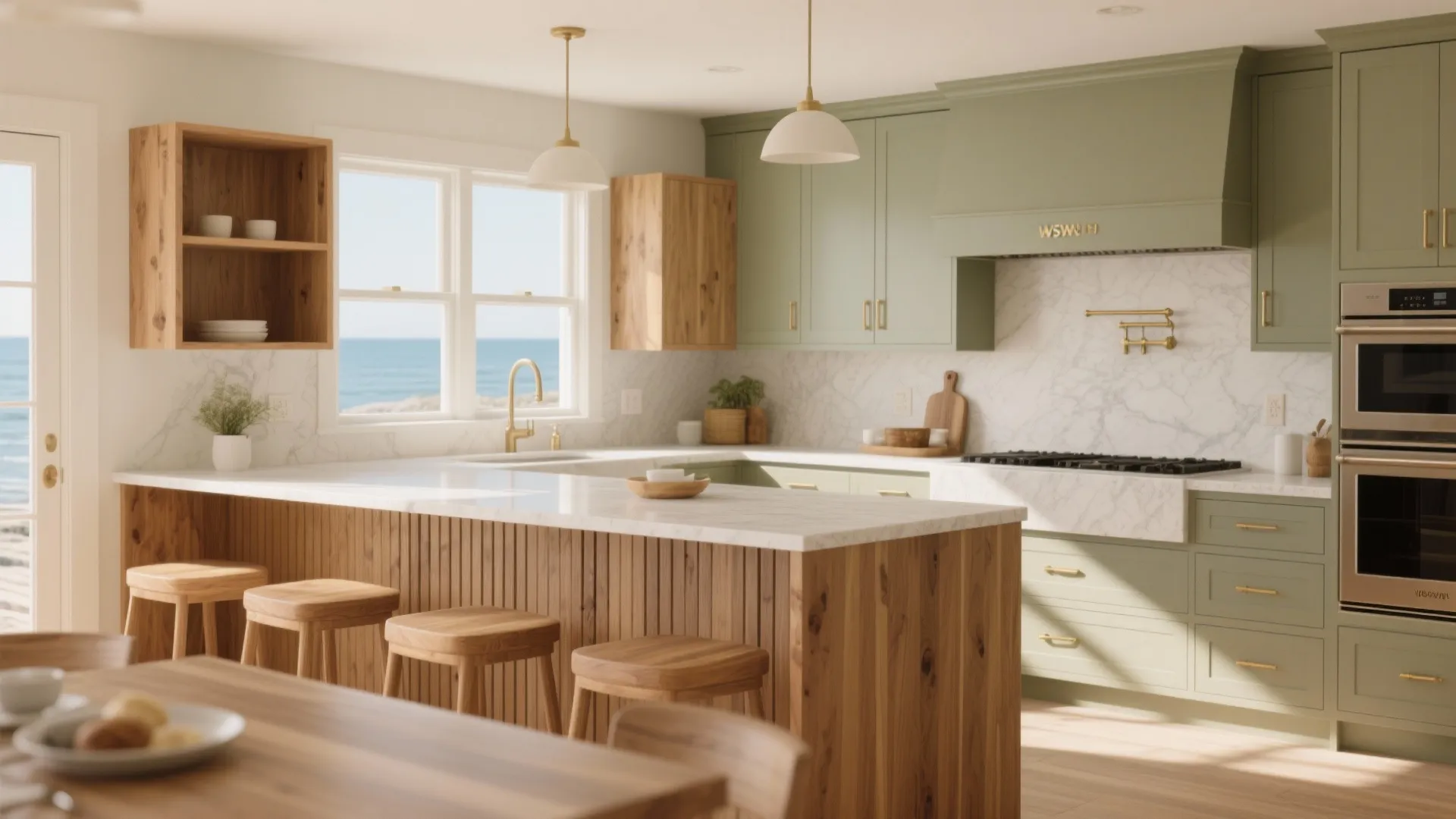 Warm Wood Accents for a Calm Coastal Mood