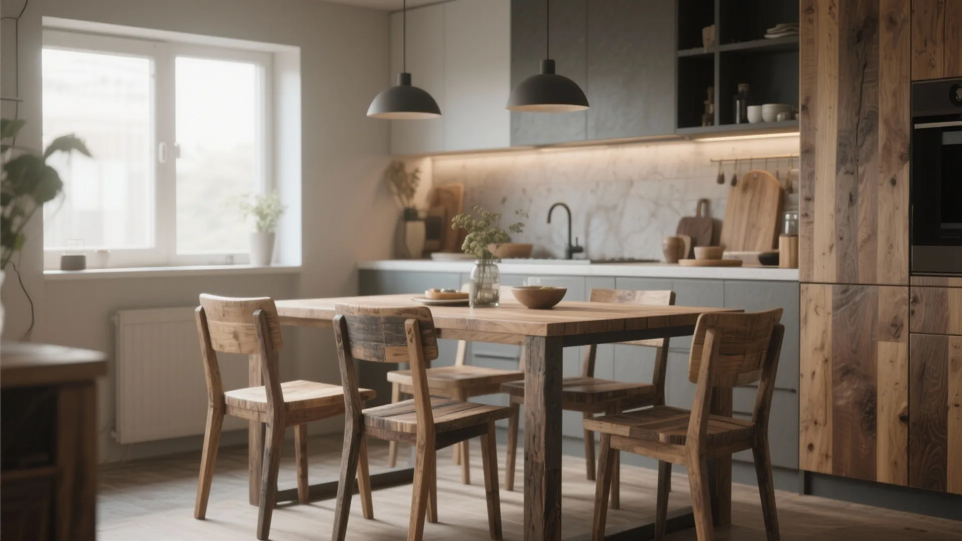 Wood accents for warmth and texture