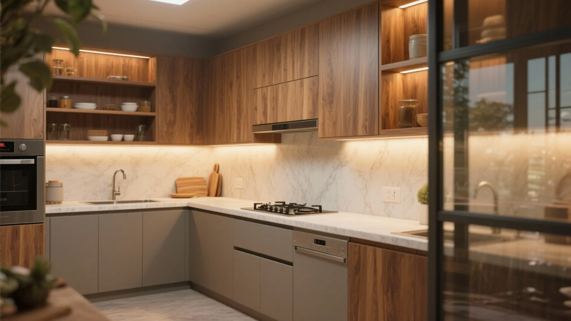 Warm Wood Accents with Moisture-Smart Finishes