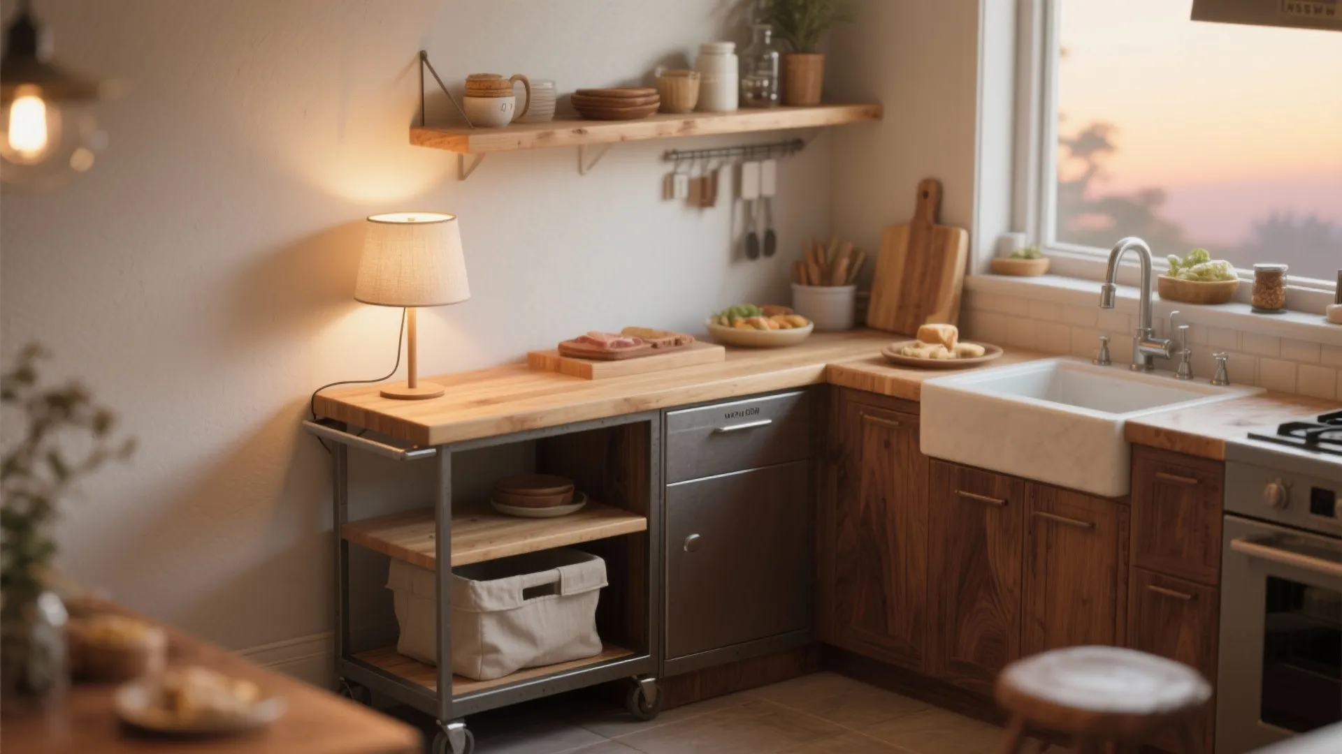 4) Warm wood accents meet cool tech lighting