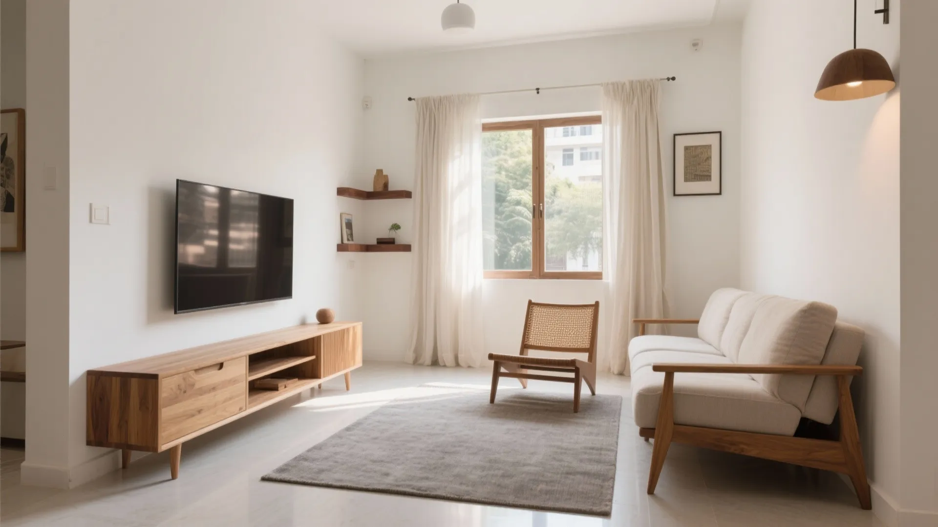 Natural wood accents for warmth without heaviness