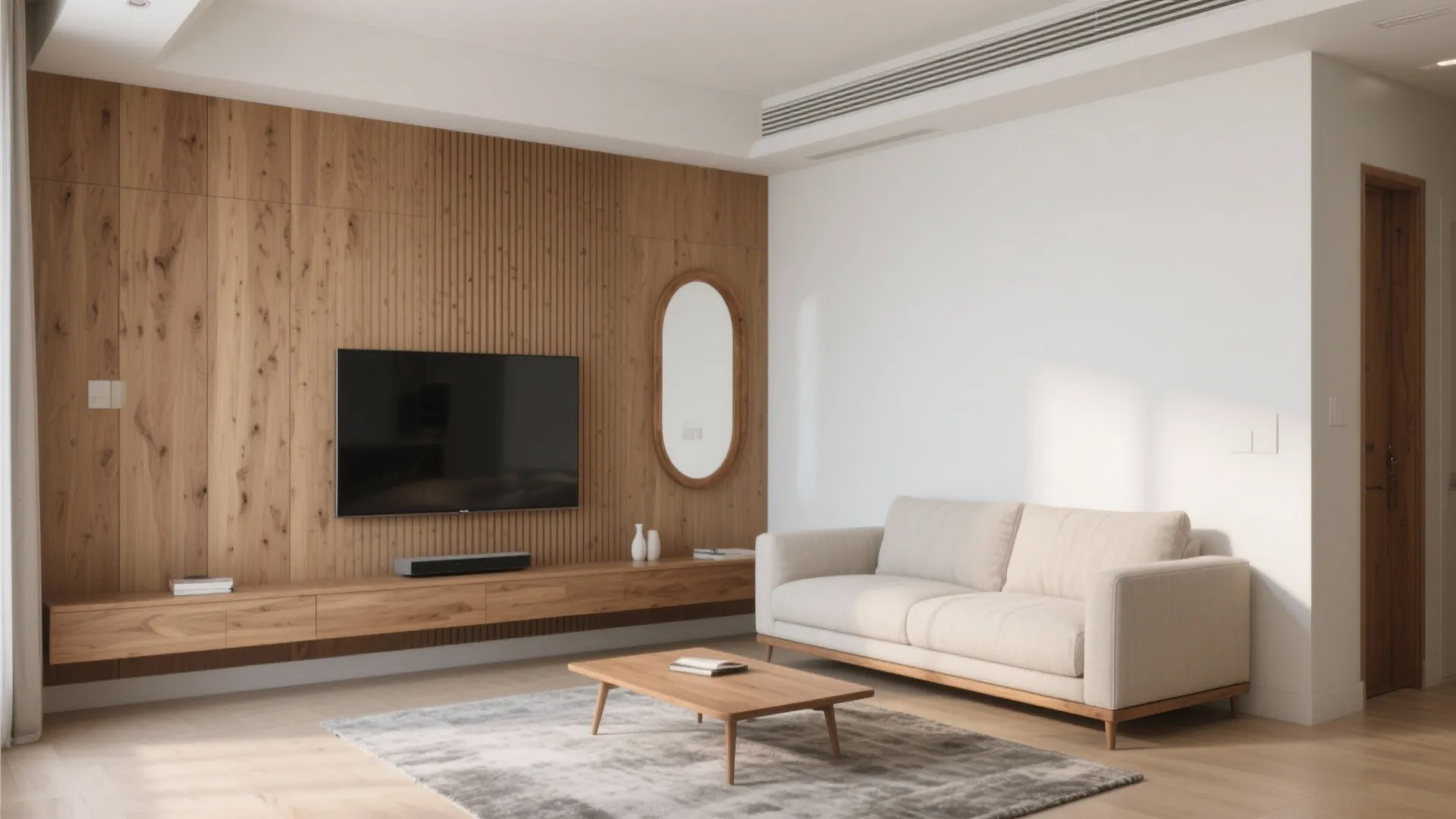 Warm Wood Accents in Living and Bedrooms