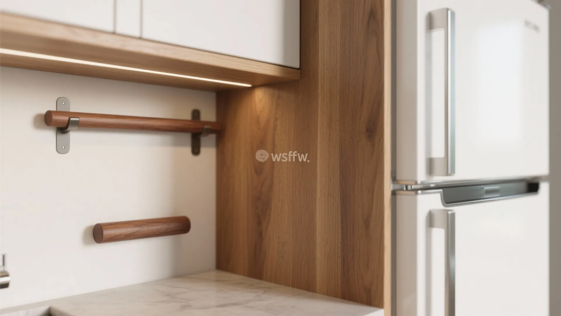 Warmth of Wood Accents in Compact Kitchens