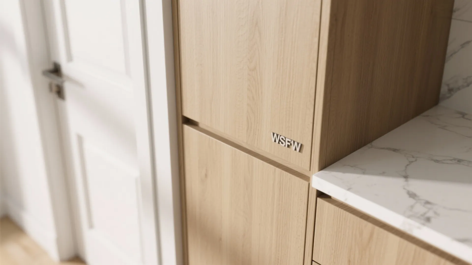 Warmth of wood accents in compact kitchens