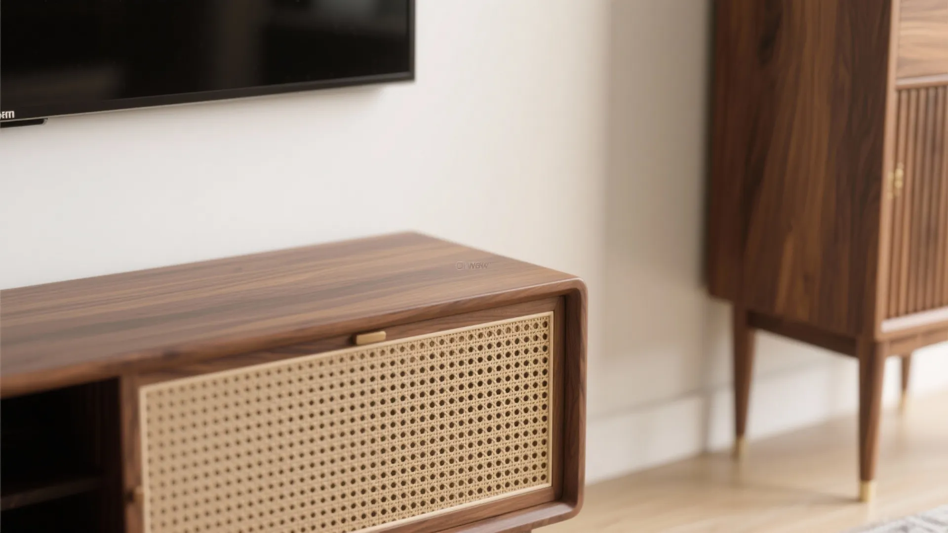 Warm wood accents with slim profiles