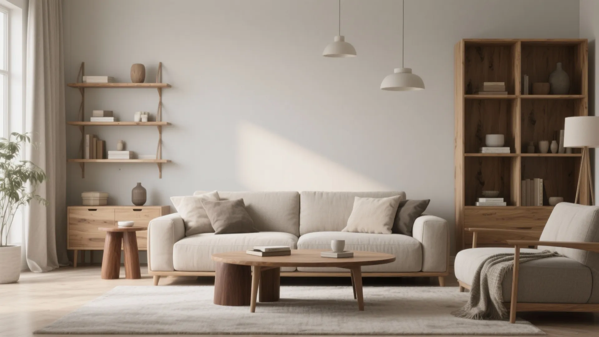 4. Mixing Wood Accents with Neutral Tones