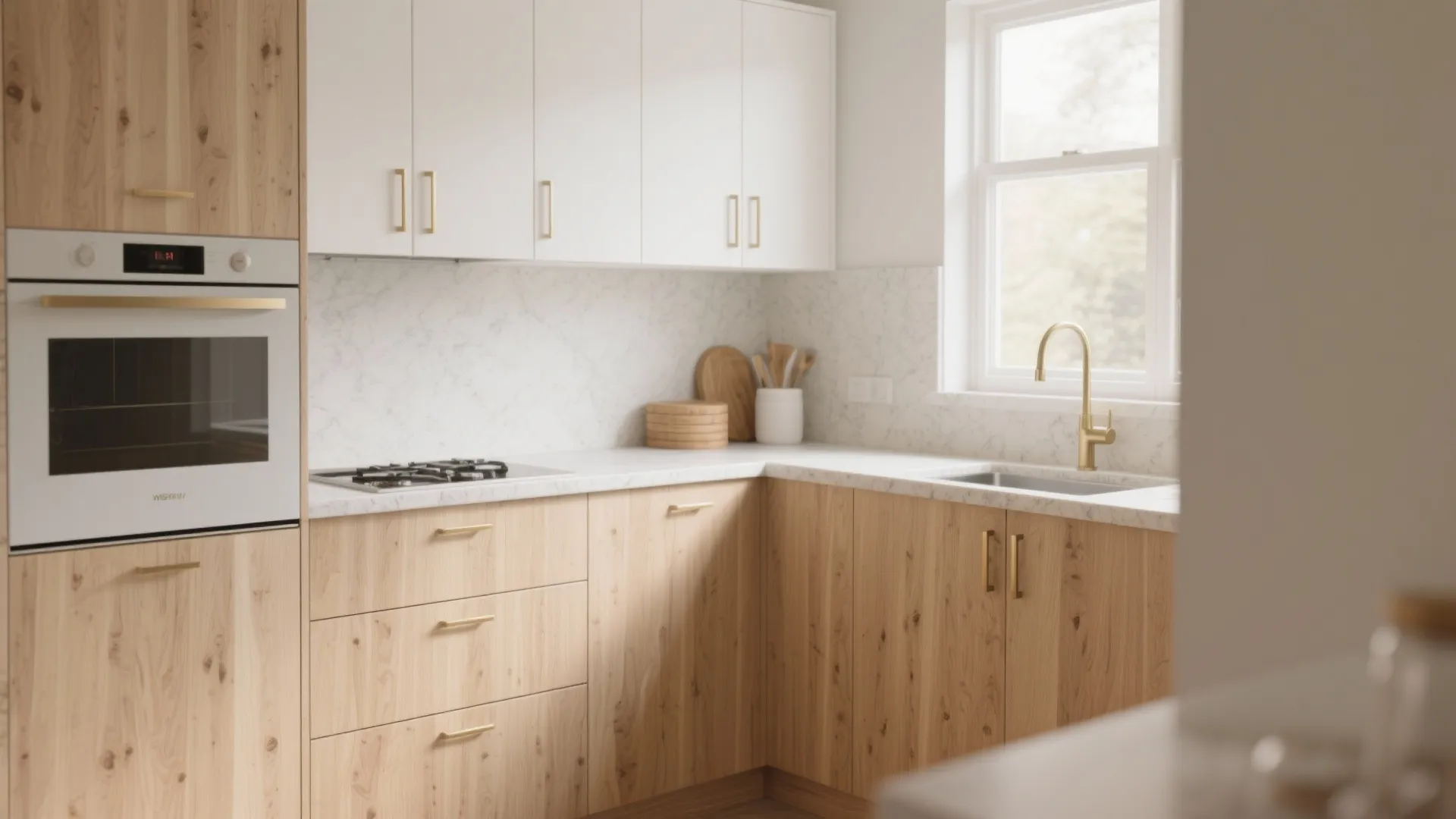 Wood accents for warmth without bulk