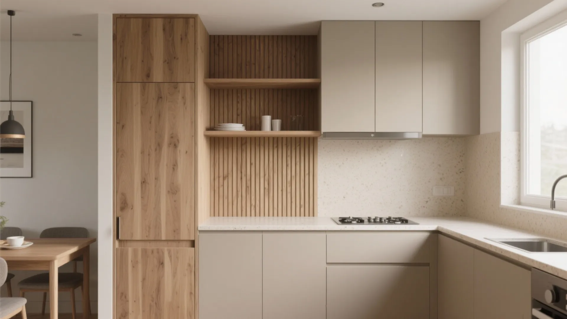 Wood accents for comfort without clutter