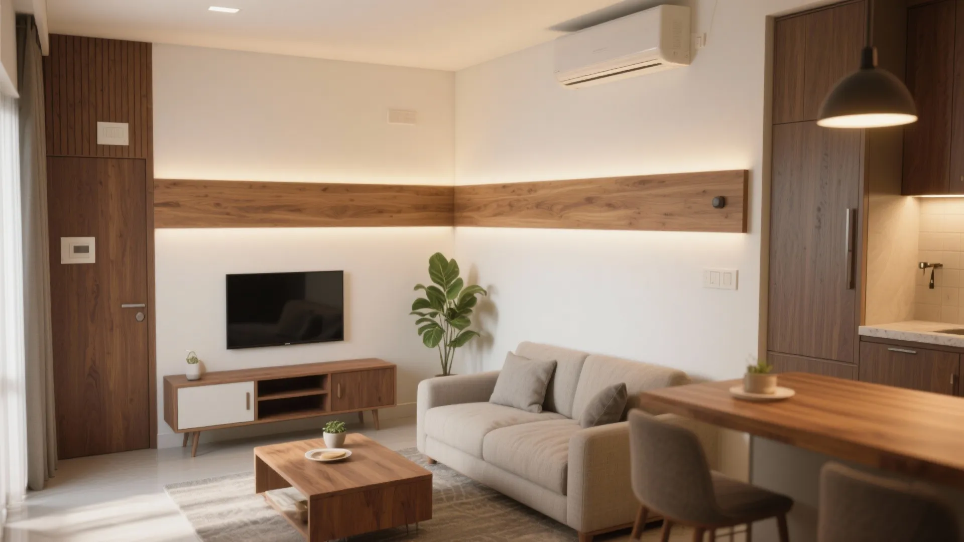 Warm wood accents for a cozy, modern mood