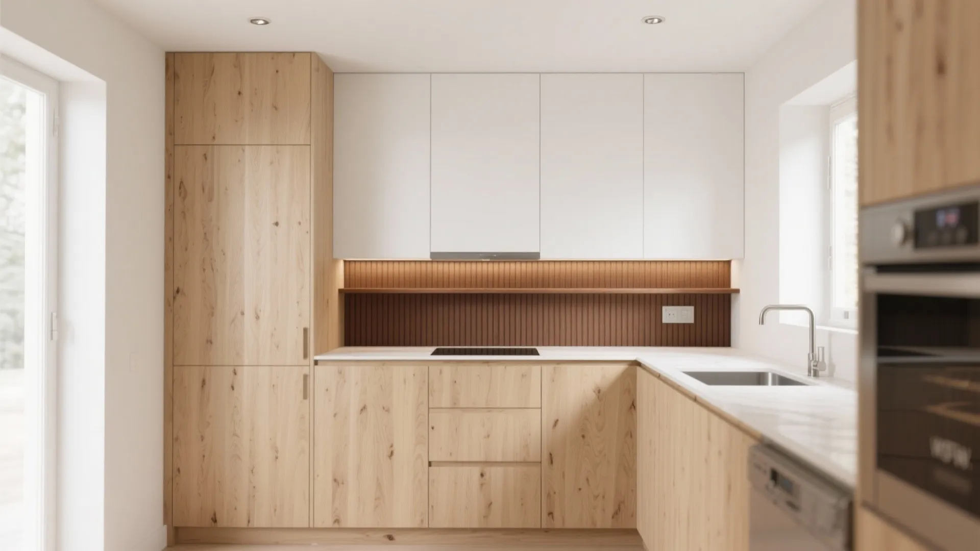 Warmth with wood accents (without shrinking the room)