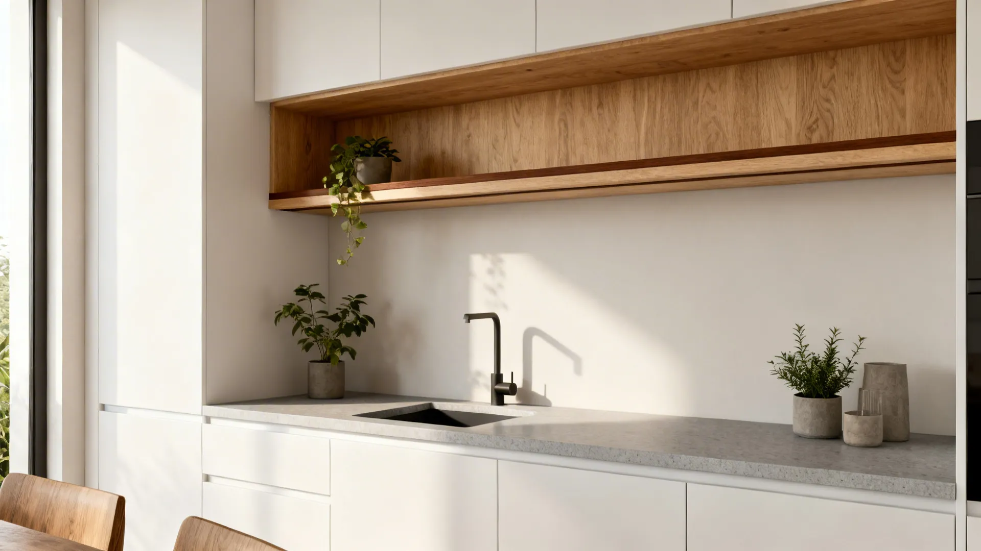 Warm Wood Accents Without Overwhelming