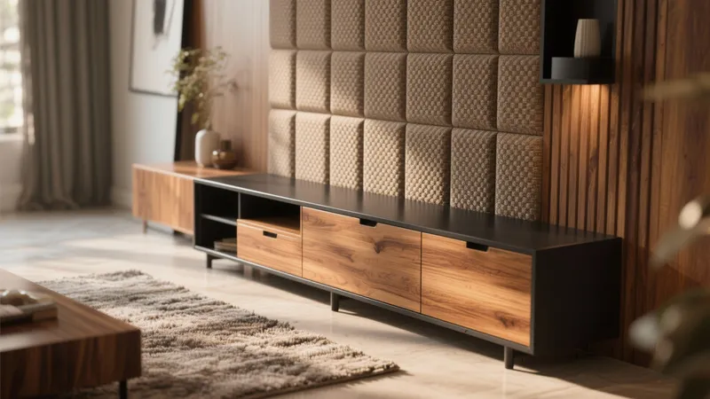 Modern Living Room with Textured Accent Wall