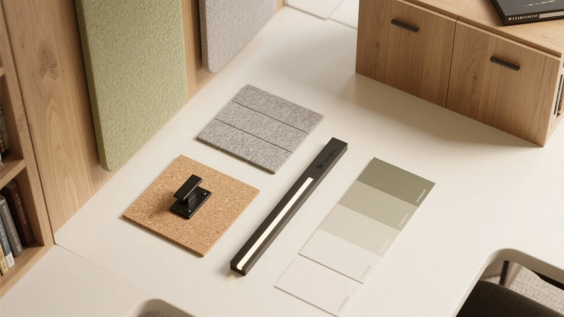 Warm wood + acoustic panels for a calm vibe