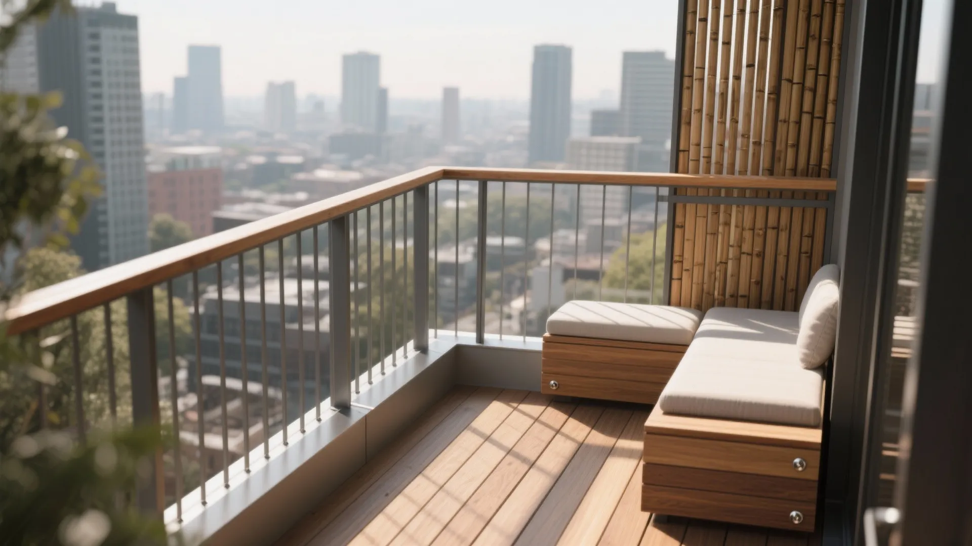 Warm Wood Accents on Durable Aluminum Frames