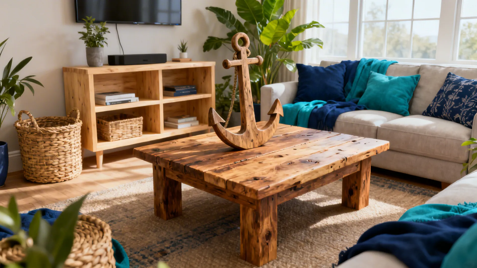 Anchor with natural elements and wood finishes